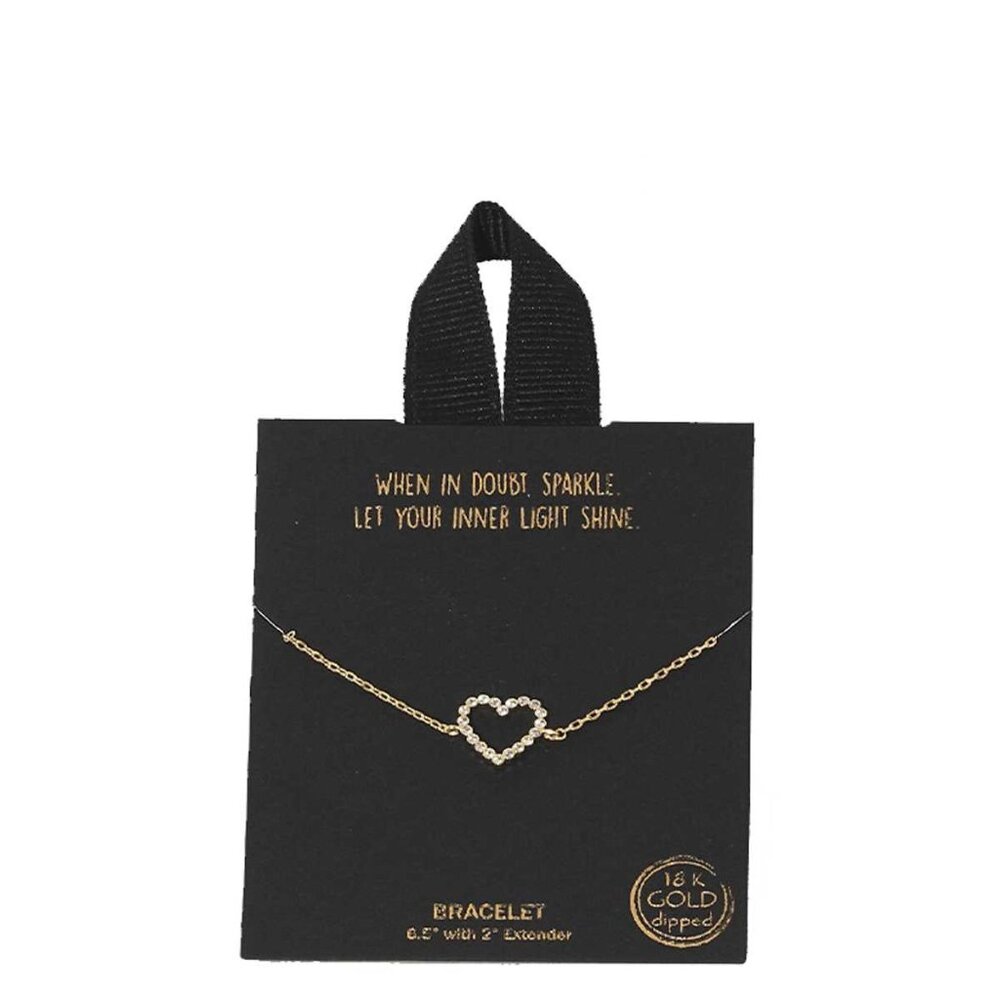 Gold Rhodium Dipped Heart Pendant Bracelet